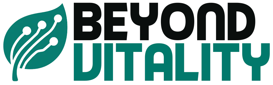 Beyond vitality logo and slogan in black and green